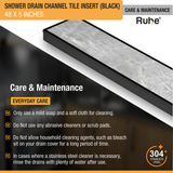 Tile Insert Shower Drain Channel (48 x 5 Inches) Black PVD Coated - by Ruhe®