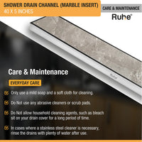 Marble-Insert 304-Grade Shower Drain Channel (5 Inches)
