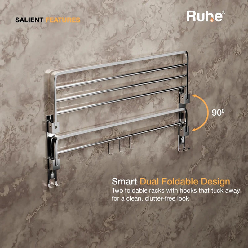 Dual Foldable Towel Rack (24 Inches)