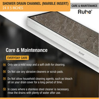 Marble-Insert 304-Grade Shower Drain Channel (5 Inches)