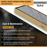 Marble Insert Shower Drain Channel (24 x 4 Inches) YELLOW GOLD PVD Coated care and maintenance
