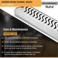 Wave 304-Grade Shower Drain Channel (3 Inches)