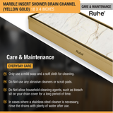 Marble Insert Shower Drain Channel (18 x 4 Inches) YELLOW GOLD PVD Coated care and maintenance