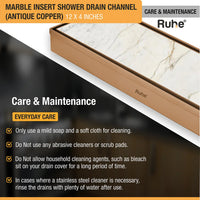 Marble-Insert 304-Grade Shower Drain Channel (4 Inches)