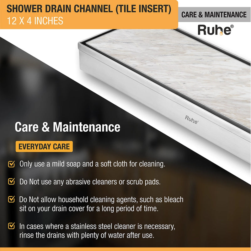 Tile-Insert Shower Drain Channel (4 Inches)