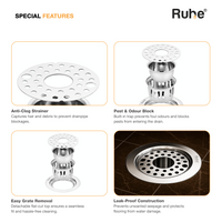 Round 304-Grade Floor Drain with Lock & Cockroach Trap (5.5 Inches) – Mirror Steel