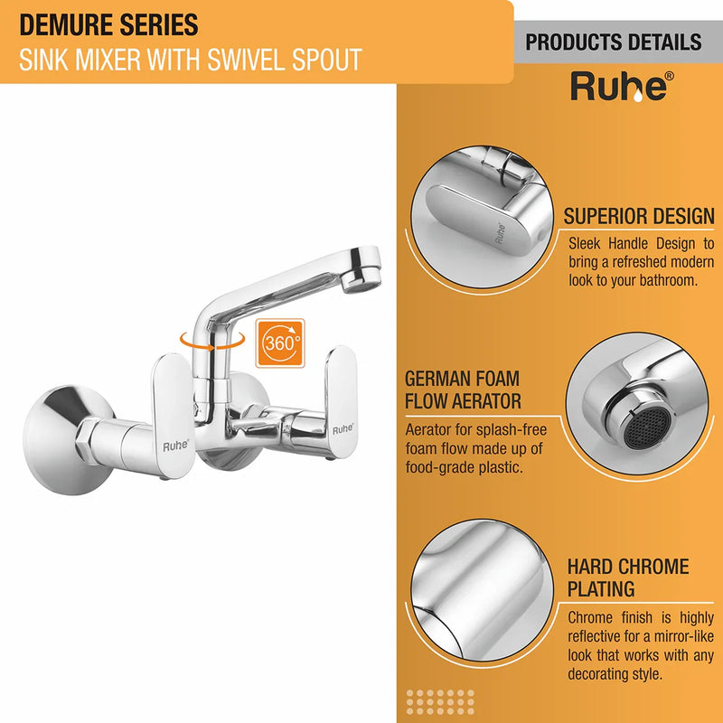 Demure Sink Mixer Brass Faucet with Small (7 inches) Swivel Spout - by Ruhe