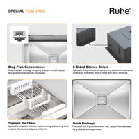 Handmade Stainless Steel Double Bowl Kitchen Sink (37 x 18 x 10 Inches) – Matt Steel