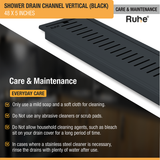 Vertical Shower Drain Channel (48 x 5 Inches) Black PVD Coated care and maintenance