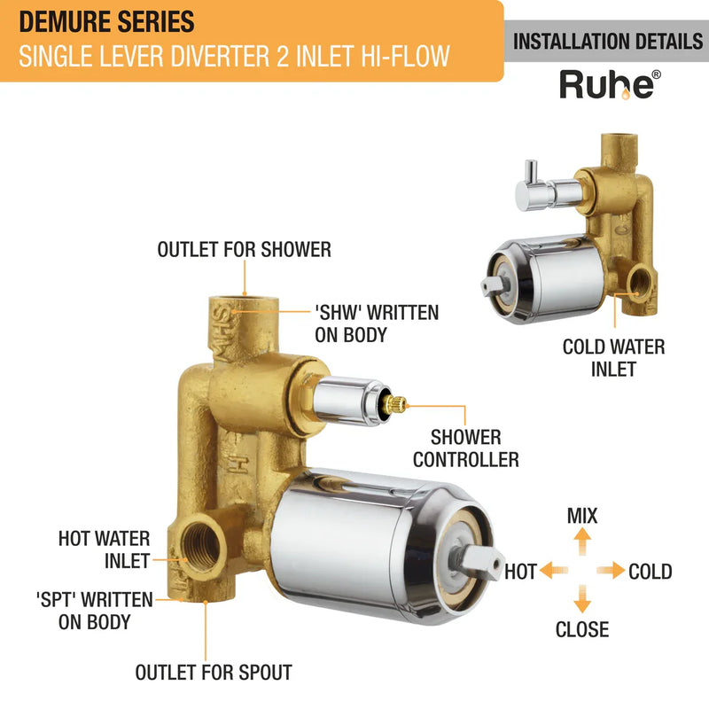 Demure Single Lever 2-inlet High-Flow Diverter (Complete Set) - by Ruhe