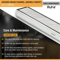 Marble-Insert 304-Grade Shower Drain Channel (3 Inches)