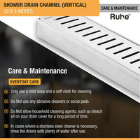 Vertical 304-Grade Shower Drain Channel (3 Inches)