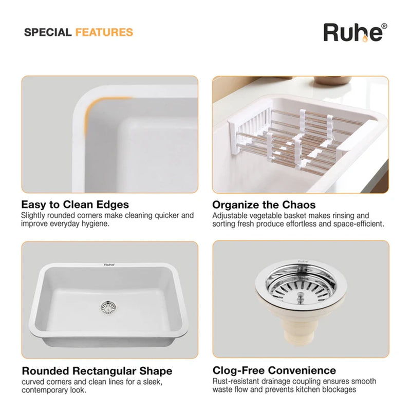 Quartz Single Bowl Kitchen Sink (31 x 19 x 9 Inches)