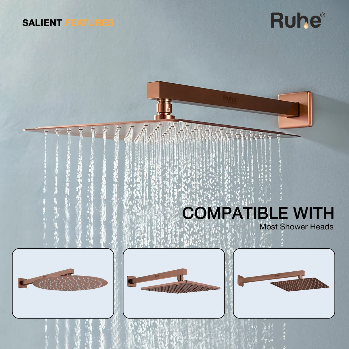 Square 304-Grade Shower Arm