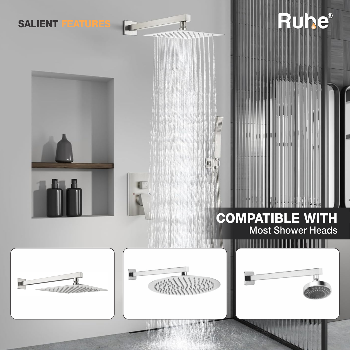 Square 304-Grade Shower Arm