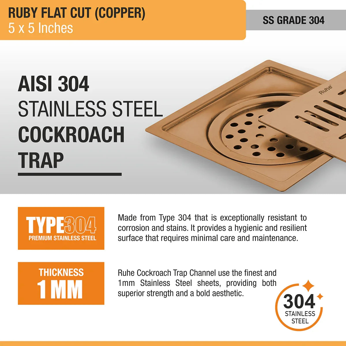 Ruby Square Flat Cut Floor Drain