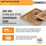 Ruby Square Flat Cut Floor Drain