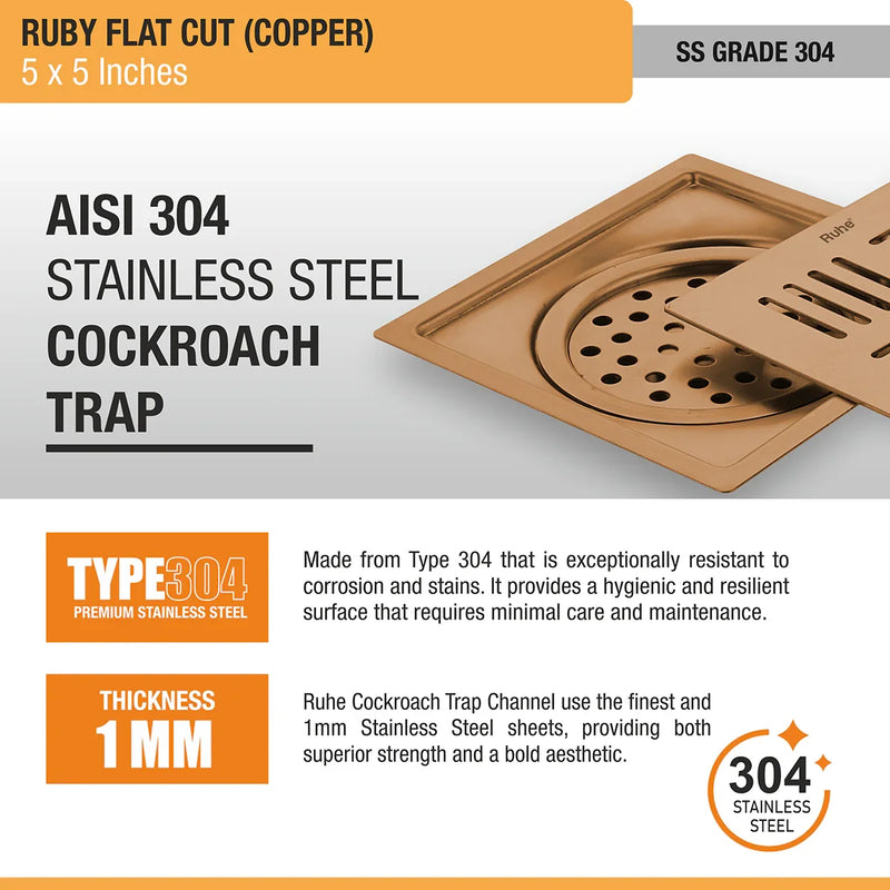 Ruby Square Flat Cut Floor Drain