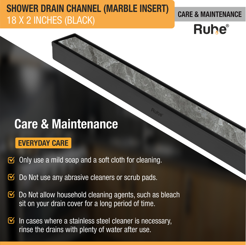 Marble-Insert Shower Drain Channel (2 Inches)
