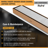 Marble Insert Shower Drain Channel (48 x 3 Inches) ROSE GOLD PVD Coated care and maintenance