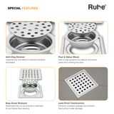 Pearl Square Flat Cut Floor Drain