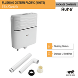 Pacific Flushing Cistern 8 Ltr (White) package content