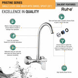 Pristine Single Lever Wall-mount Kitchen Sink Mixer Tap with Swivel Spout