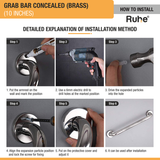 Brass Grab Bar Concealed (10 inches) installation process