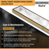 Marble Insert Shower Drain Channel (48 x 4 Inches) YELLOW GOLD PVD Coated care and maintenance