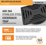 Opal Square 304-Grade Floor Drain in Black PVD Coating (5 x 5 Inches) stainless steel