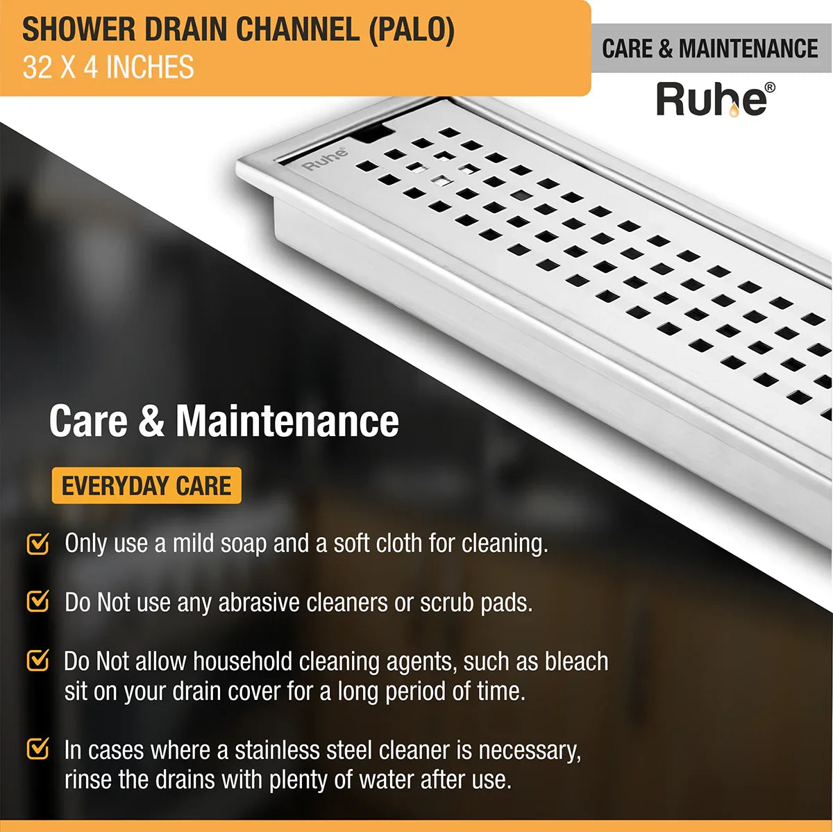 Palo Shower Drain Channel (4 Inches)