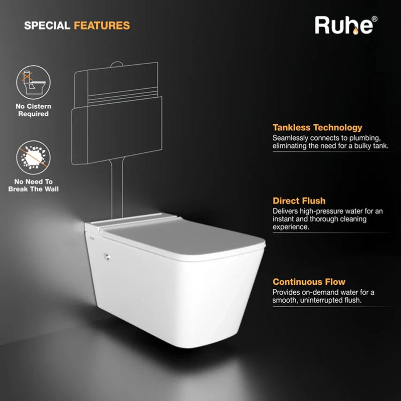 Zenith Wall-Hung Tankless Western Commode