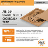 Diamond Square Flat Cut Floor Drain