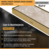 Marble Insert Shower Drain Channel (12 x 5 Inches) YELLOW GOLD PVD Coated care and maintenance