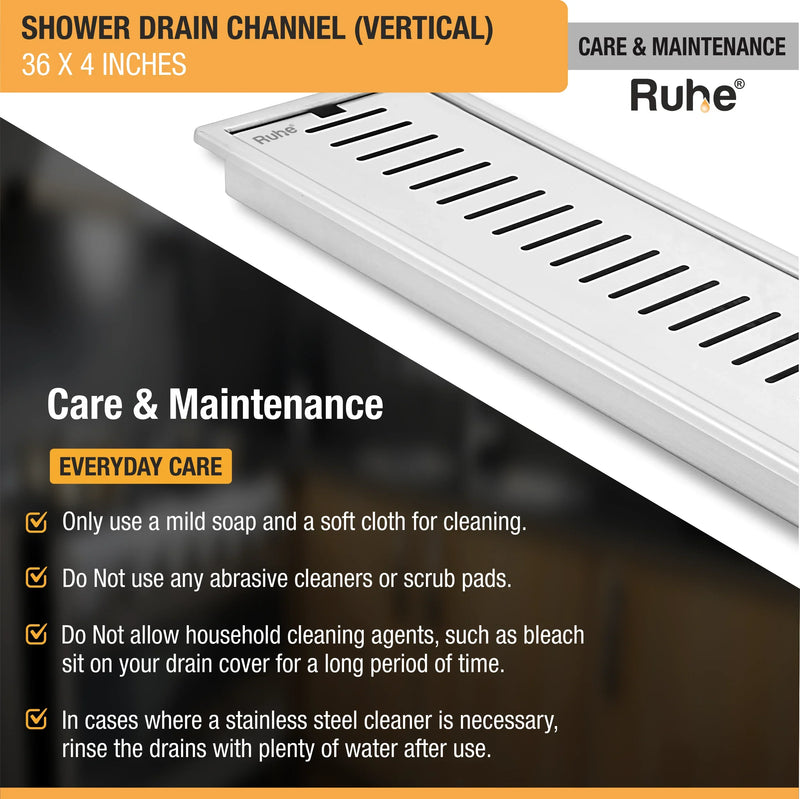 Vertical Shower Drain Channel (4 Inches)