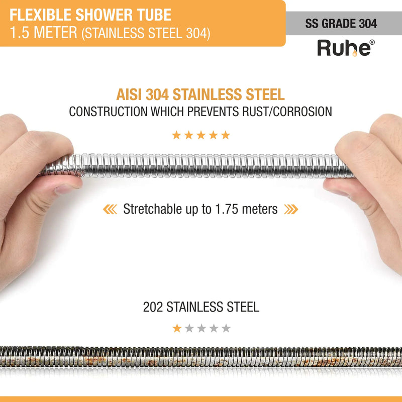 Shower Tube 304-Grade SS (1.5m) - by Ruhe
