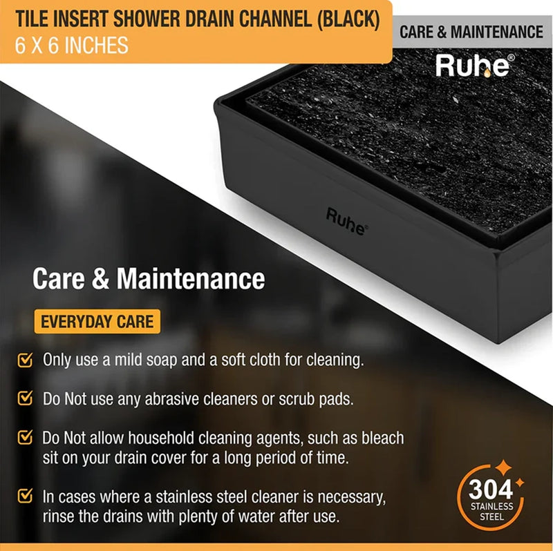 Tile-Insert Shower Drain Channel (6 x 6 Inches)