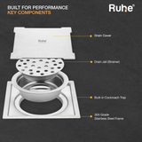 Diamond Square Flat Cut Floor Drain