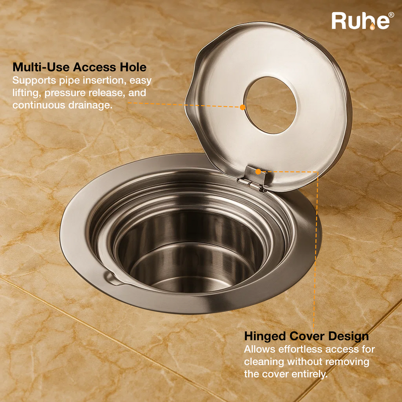 Round Full Moon Floor Drain with Cockroach Trap (5 Inches)