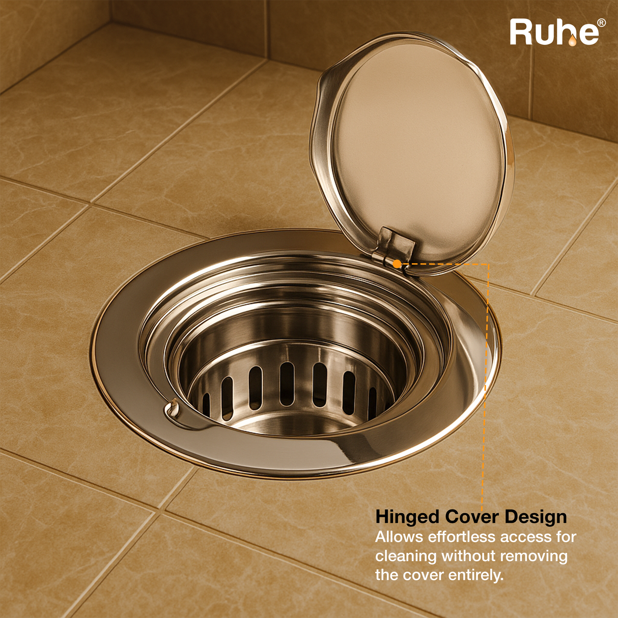 Round Full Moon Floor Drain with Cockroach Trap (5 Inches)