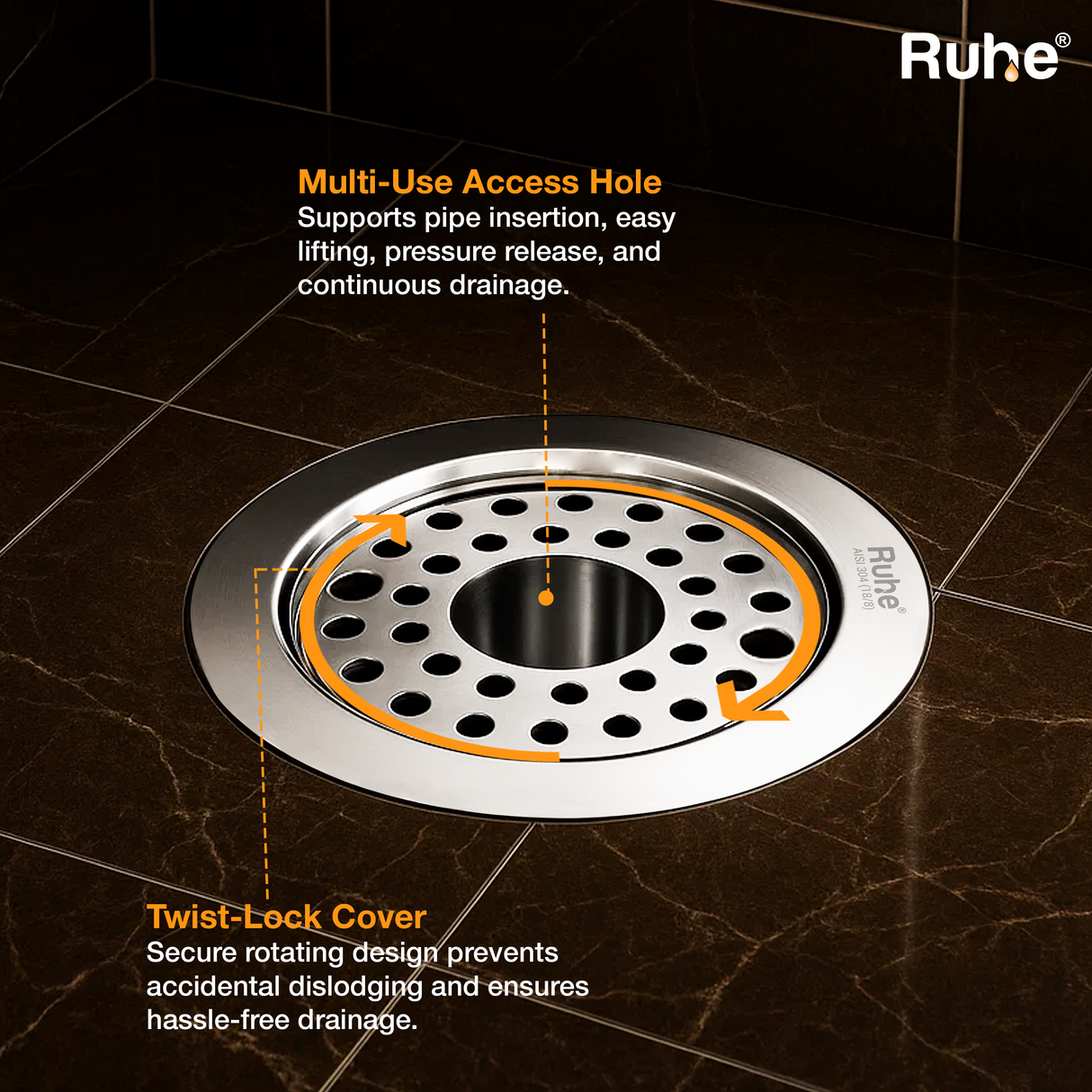 Round Floor Drain with Lock and Cockroach Trap (5 Inches)