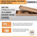 Tile-Insert Shower Drain Channel (2 Inches)