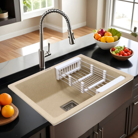 Quartz Single Bowl Kitchen Sink (21 x 18 x 9 Inches)