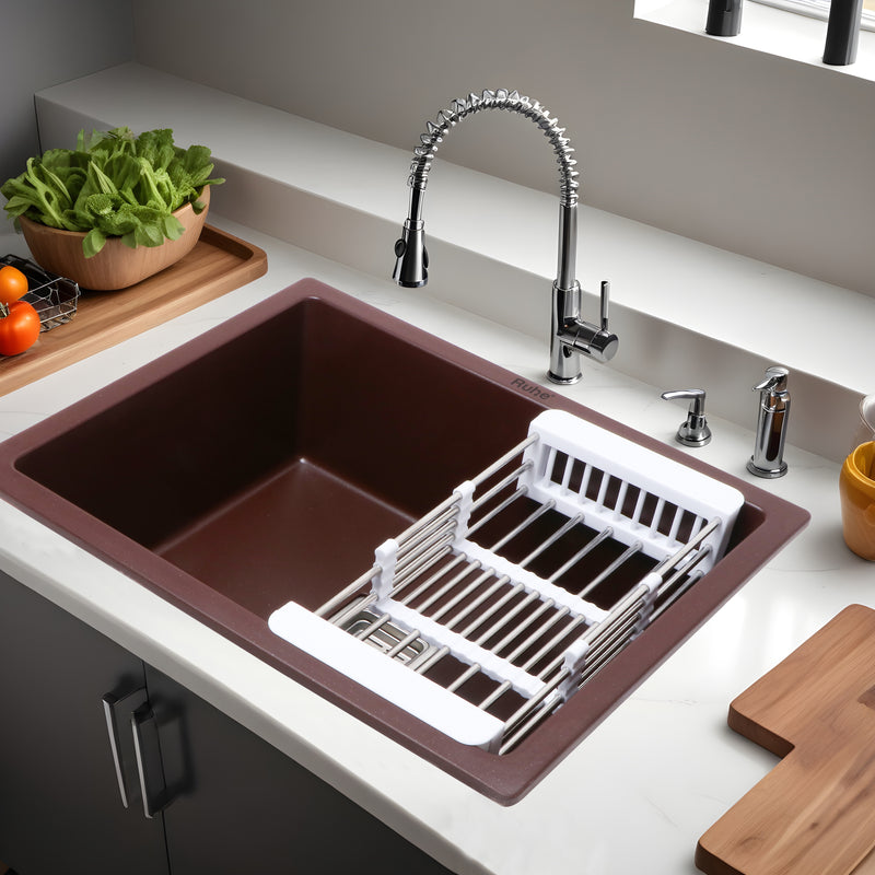 Quartz Single Bowl Kitchen Sink Coloured (21 x 18 x 9 Inches)