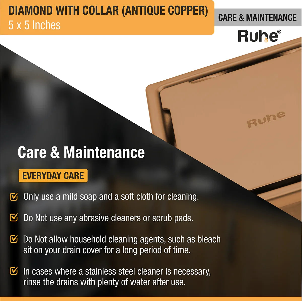 Diamond Square Flat Cut Floor Drain