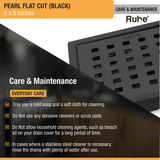 Pearl Square Flat Cut Floor Drain in Black PVD Coating (5 x 5 Inches) - by Ruhe