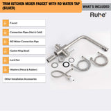 Trim Kitchen Mixer Faucet with RO Water Tap (Silver)