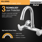 Vela Wall-Mount Kitchen Sink Mixer Tap with 15" Swivel Spout