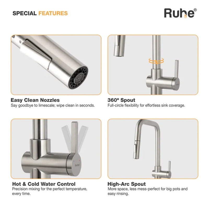 Opulo Dual Flow Pull-Out Kitchen Mixer Faucet