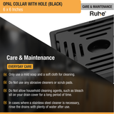 Opal Square 304-Grade Floor Drain in Black PVD Coating (6 x 6 Inches) with Hole care and maintenance